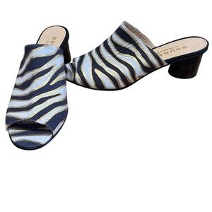 Brunate Italian Zebra Metallic Block Heel Mules 40.5 (US 9.5/10)